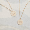 Engravable Graduation Flat Circle Pendant with Classic Chain in 14k Gold