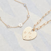 Engravable Large Flat Heart Pendant with ADELAIDE Chain in 14k Gold