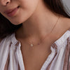 1 Letter & 1 Petite Birthstone Necklace in 14k Gold (Single Spacing)