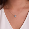 Greenwich Flower Aquamarine & Diamond Necklace in 14k Gold (March)