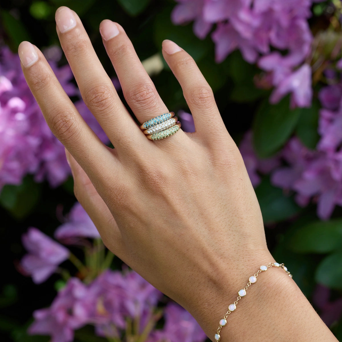 Adelaide Pavé Birthstone Ring in 14k Gold