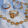 Assorted Haverhill Warren jewerly, including Warren Vertical Citrine Ring with Diamonds in 14k yellow gold with accent diamonds featuring one 10 x 8 mm emerald cut bezel set emerald.