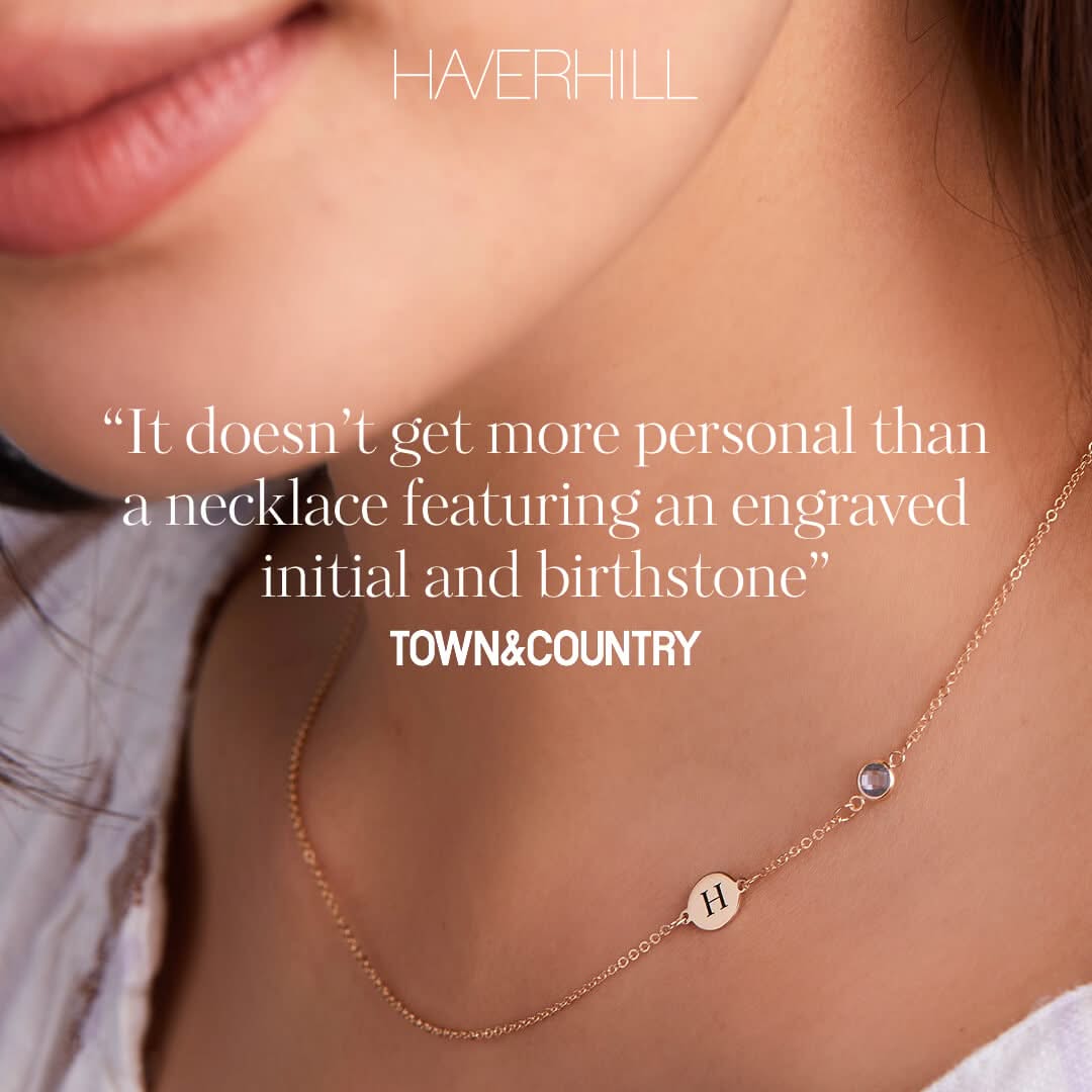 1 Letter & 1 Petite Aquamarine Necklace in 14k Gold (March)