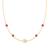 Personalized 1 Letter & 4 Classic Ruby Necklace in 14k Gold (July)