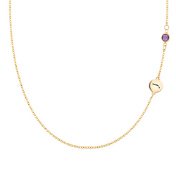 Personalized 1 Letter & 1 Classic Amethyst Necklace in 14k Gold (February)