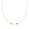 Personalized 1 Letter & 1 Classic Birthstone Necklace in 14k Gold (Single Spacing)