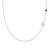 Personalized 1 Letter & 1 Classic Ruby Necklace in 14k Gold (July)