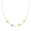Personalized 2 Letter & 2 Classic Birthstone Necklace in 14k Gold (Single Spacing)