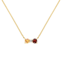 Personalized Greenwich 2 Birthstone & Diamond Necklace in 14k Gold