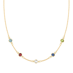 Personalized Classic 5 Birthstone Necklace in 14k Gold