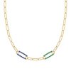 Personalized Adelaide 2 Pavé Birthstone Link Necklace in 14k Gold