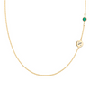 Personalized 1 Letter & 1 Classic Emerald Necklace in 14k Gold (May)