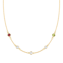 Personalized Classic 5 Birthstone Necklace in 14k Gold