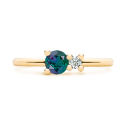 Personalized Greenwich Solitaire Birthstone & Diamond Ring in 14k Gold