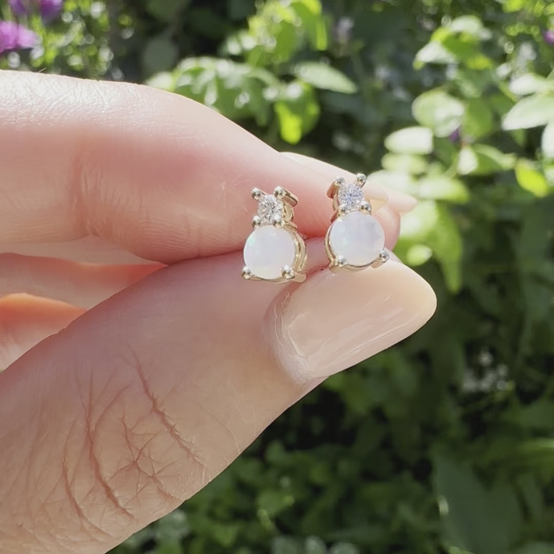 Opal diamond deals earrings