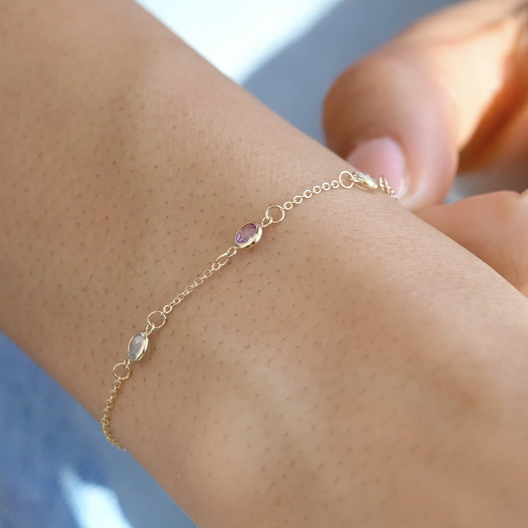 Petite Birthstone Bracelet in 14k Gold