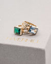 Asorted Haverhill Warren rings, including Warren  Horizontal Emerald Ring with Diamonds, featuring an 8 x 10mm Emerald and 16 prong-set diamonds.