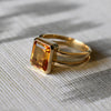 Warren Vertical Citrine Ring, featuring an Citrine-cut 8 x 10mm Citrine in 14k white gold, hand-set Vertically in a 14k-gold bezel