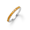 Rosecliff stackable ring featuring eleven 2 mm faceted round cut citrines prong set in 14k white gold