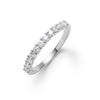 Rosecliff stackable ring featuring eleven 2 mm faceted round cut white topaz prong set in 14k white gold