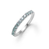 Rosecliff stackable ring featuring eleven 2 mm faceted round cut alexandrites prong set in 14k white gold