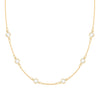Personalized cable chain necklace featuring six 4 mm briolette cut gemstones bezel set in 14k yellow gold - front view