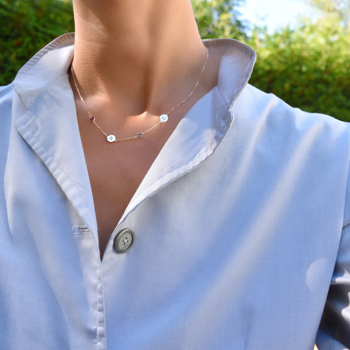 Mother of Pearl LV Button Necklace