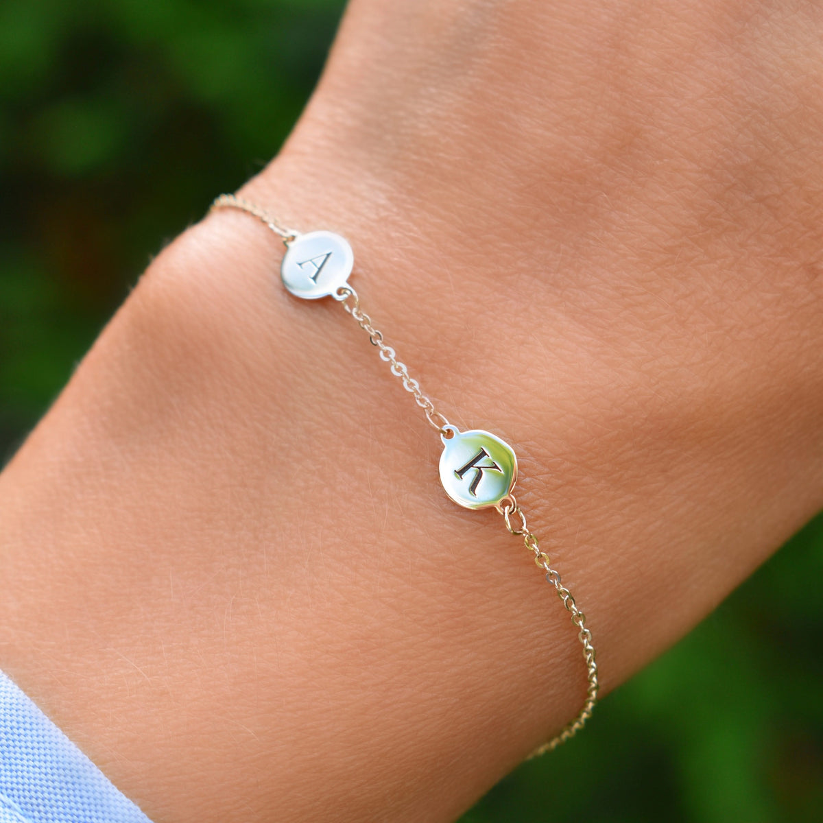 Personalized 2 Letter Bracelet in 14k Gold