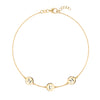 14k yellow gold cable chain bracelet featuring three 1/4” flat engraved letter discs, spelling MUM - front view