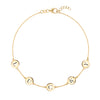 14k yellow gold cable chain bracelet featuring five 1/4” flat engraved letter discs, spelling LUCKY - front view