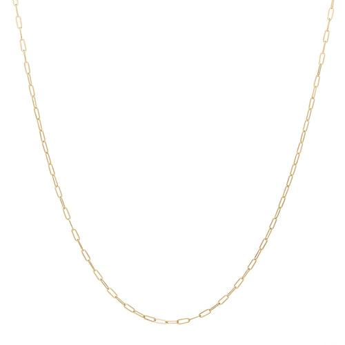 14k yellow gold Adelaide mini necklace featuring 5.2 x 2 mm paperclip chain links - front view