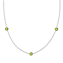 Bayberry 3 Peridot Necklace in Silver (August)