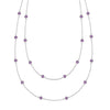 Bayberry Birthstone Wrap necklace featuring 4 mm briolette cut amethysts bezel set in 14k white gold