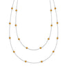 Bayberry Birthstone Wrap necklace featuring 4 mm briolette cut citrines bezel set in 14k white gold