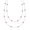 Bayberry Birthstone Wrap necklace featuring 4 mm briolette cut garnets bezel set in 14k white gold