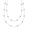 Bayberry Birthstone Wrap necklace featuring 4 mm briolette cut rubies set in 14k white gold