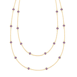 Bayberry Amethyst Long Necklace in 14k Gold (February)