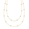 Bayberry Birthstone Wrap necklace featuring 4 mm briolette cut aquamarines bezel set in 14k yellow gold - front view