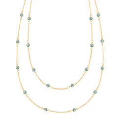 Bayberry Nantucket Blue Topaz Long Necklace in 14k Gold (December)