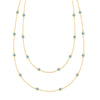 Bayberry Birthstone Wrap necklace featuring 4 mm briolette cut Nantucket blue topaz bezel set in 14k yellow gold - front view