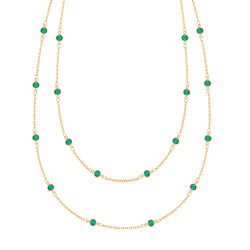 Bayberry Emerald Long Necklace in 14k Gold (May)