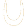 Bayberry Birthstone Wrap necklace featuring 4 mm briolette cut moonstones bezel set in 14k yellow gold - front view