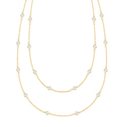 Bayberry Moonstone Long Necklace in 14k Gold (June)