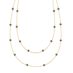 Bayberry Sapphire Long Necklace in 14k Gold (September)