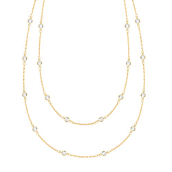 Bayberry White Topaz Long Necklace in 14k Gold (April)