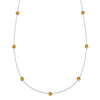 Bayberry 11 Birthstone necklace featuring 4 mm briolette citrines bezel set in sterling silver - front view