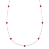 Bayberry 11 Birthstone necklace featuring 4 mm briolette garnets bezel set in sterling silver - front view