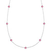 Bayberry 11 Birthstone necklace featuring 4 mm briolette pink tourmalines bezel set in sterling silver - front view