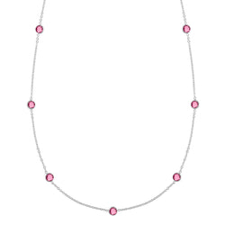 Bayberry 11 Pink Tourmaline Necklace in Silver (October)