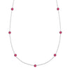 Bayberry 11 Birthstone necklace featuring 4 mm briolette cut rubies bezel set in sterling silver - front view